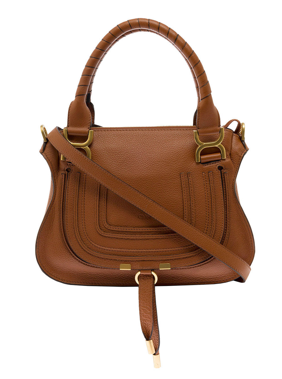 Chloé Quilted Leather Top Handle Bag — Brown Calf