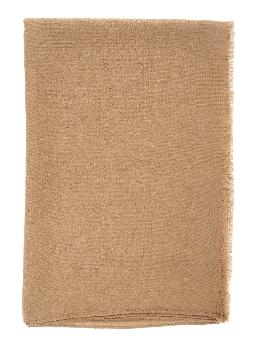 Max Mara Wool-Silk Blend Scarf — Beige Scarfs