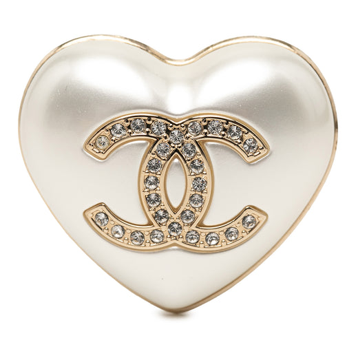 CC Resin Gold Plated Strass Heart Brooch - Image 1