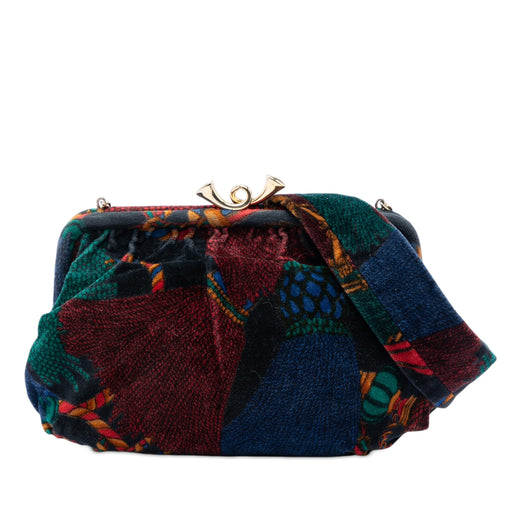 Printed Velvet Frame Shoulder Bag - Image 1