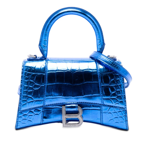 Metallic Calfskin Croc Embossed Hourglass Satchel XS - Image 1