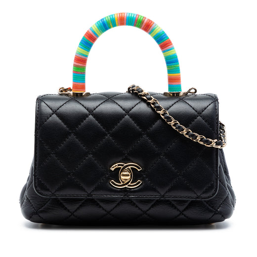 Extra Mini Quilted Lambskin Rainbow Coco Top Handle Bag - Image 1