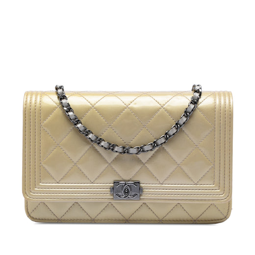 Quilted Patent Boy Wallet on Chain - Image 1