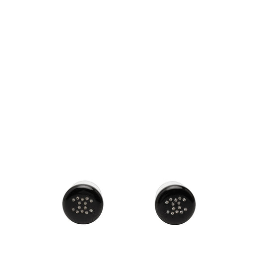 CC Resin and Strass Button Push Back Earrings - Image 1
