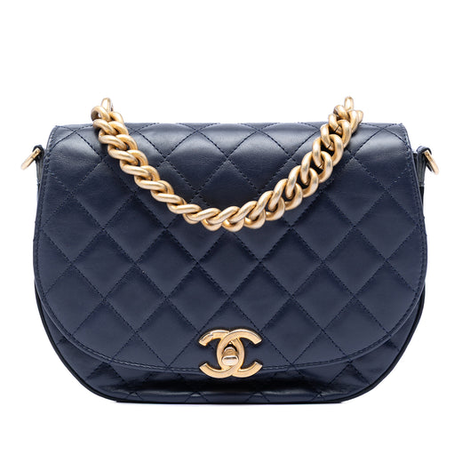 CC Quilted Lambskin Chain Handle Half Moon Flap - Image 1