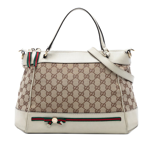 GG Canvas Web Mayfair Satchel - Image 1