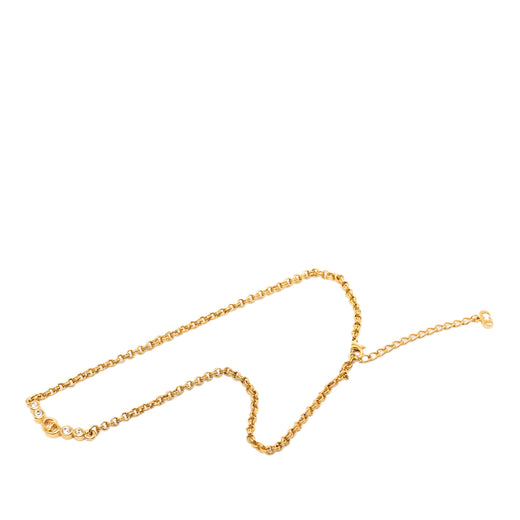 Gold Plated Rhinestone CD Pendant Necklace - Image 1