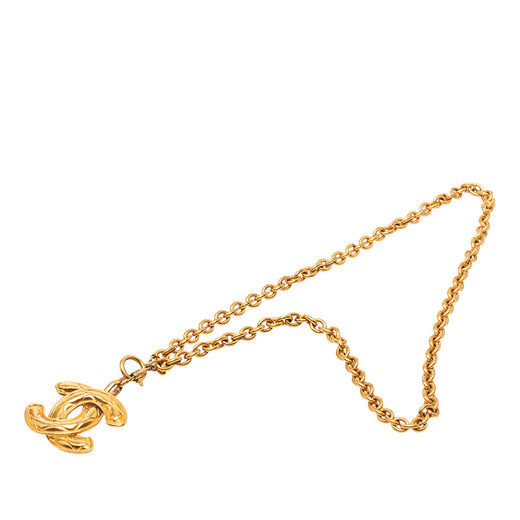CC Gold Plated Quilted Pendant Necklace - Image 1