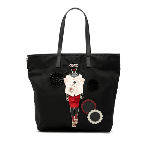 Saffiano Trimmed Tessuto Applique Tote - Image 1