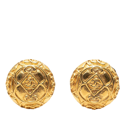 CC Gold Plated Round Clip On Earrings - Image 1