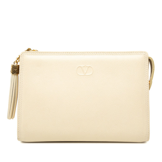 Grainy Calfskin VLogo Tassel Clutch - Image 1