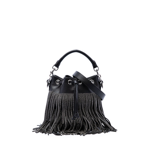 Small Studded Calfskin Emmanuelle Fringe Bucket Bag - Image 1