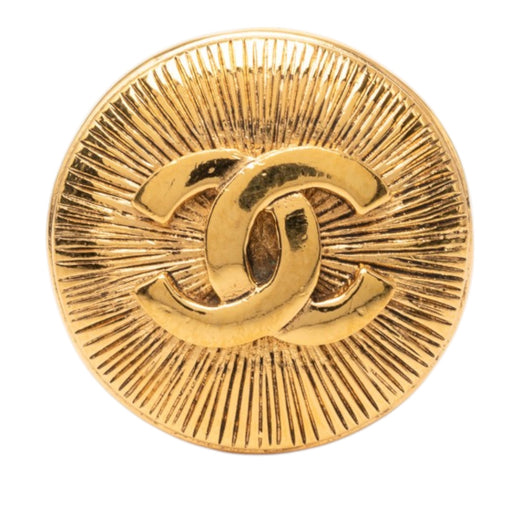 CC Gold Plated Sunburst Round Pin Brooch - Image 1