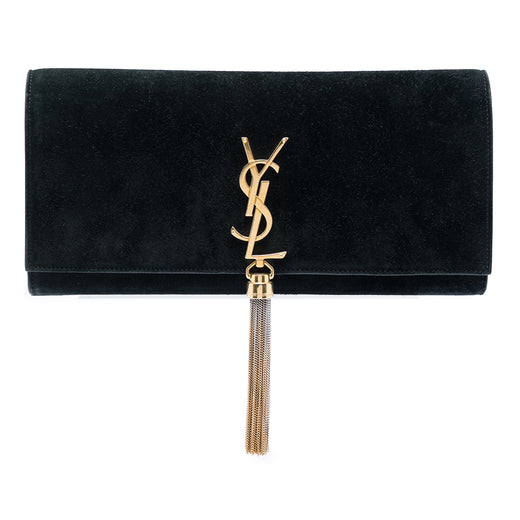 Suede Monogram Kate Tassel Clutch - Image 1