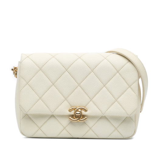 Small Quilted Caviar Chain Melody Flap - Image 1
