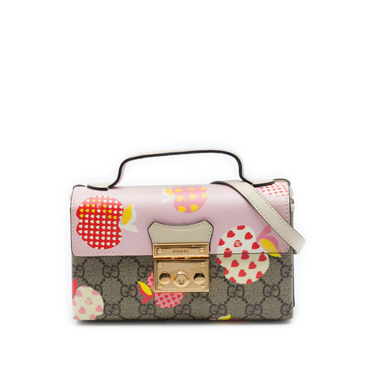 Mini GG Supreme Monogram Les Pommes Padlock Satchel - Image 1