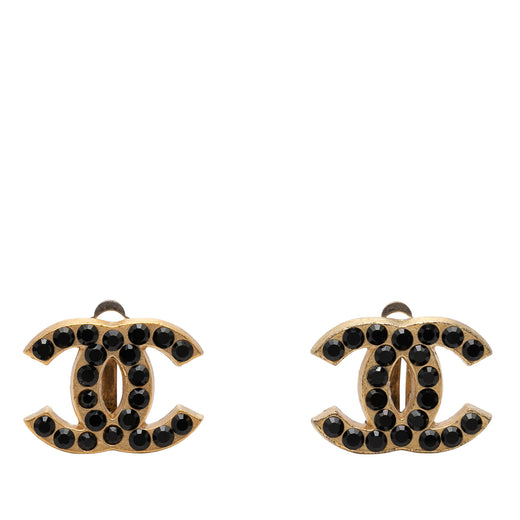 CC Gold Plated Strass Clip On Earrings - Image 1