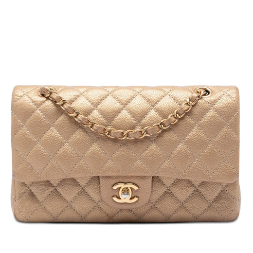 Medium Classic Iridescent Caviar Double Flap - Image 1