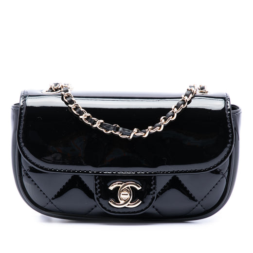 Mini CC Quilted Patent Single Flap - Image 1