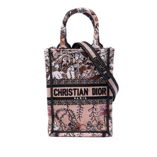Mini Embroidered Canvas Jardin Magique Vertical Book Tote - Image 1