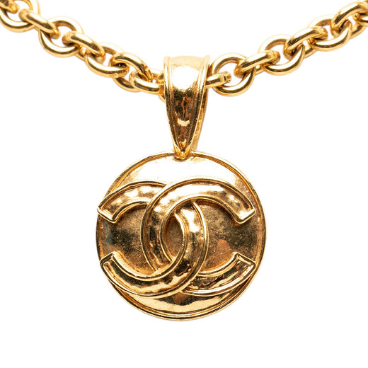 CC Gold Plated Round Pendant Necklace - Image 1