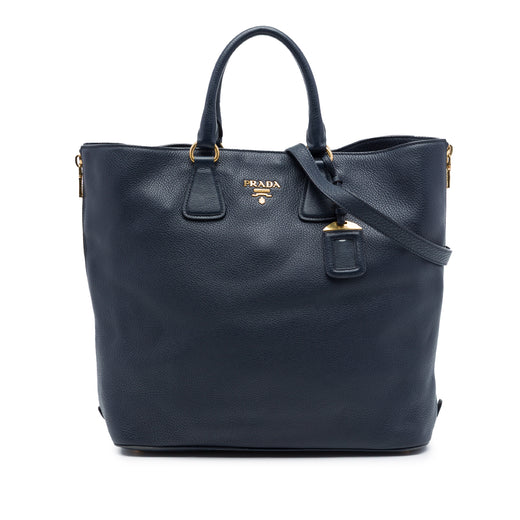 Vitello Daino Side Zip Open Convertible Tote - Image 1