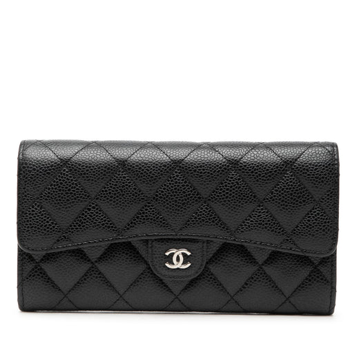 CC Quilted Caviar Classic Flap Wallet - Image 1
