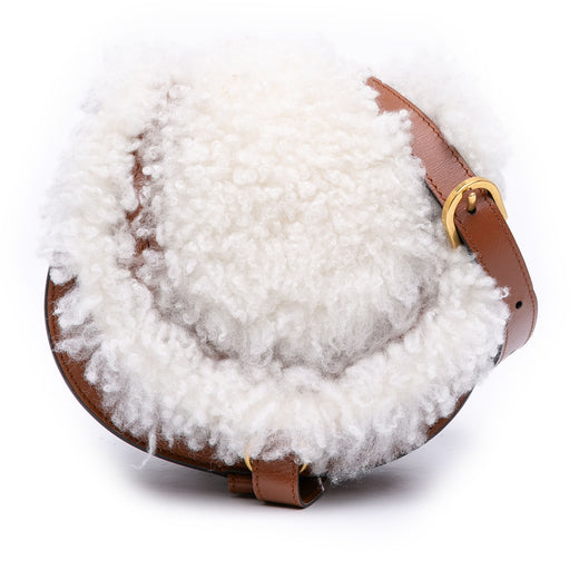 Mini Shearling and Calfskin Marcie Saddle Crossbody - Image 1
