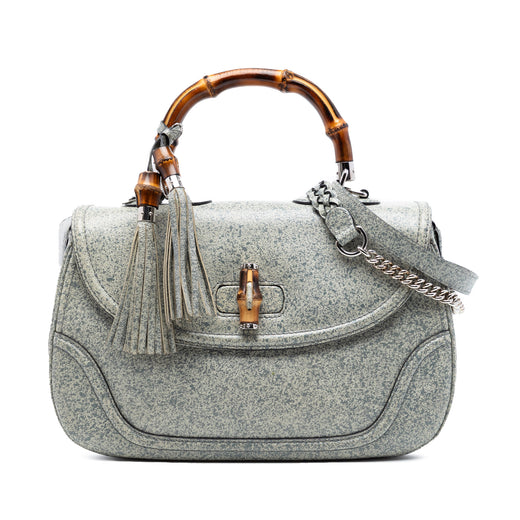 Large Speckled Leather New Bamboo Top Handle Bag - Image 1