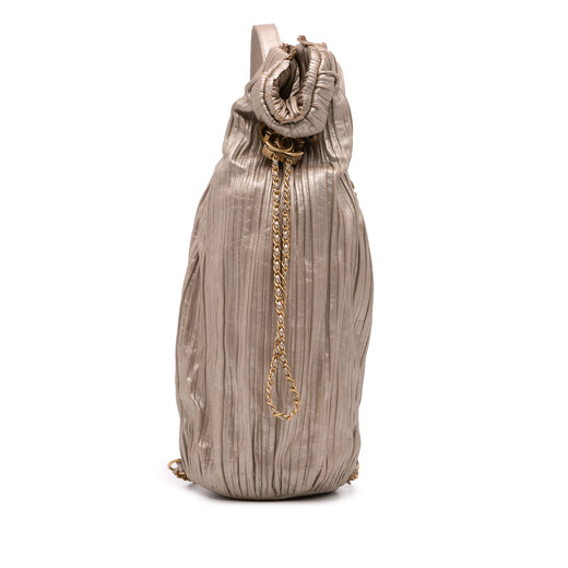 Medium Metallic Calfskin Coco Pleats Drawstring Backpack - Image 1