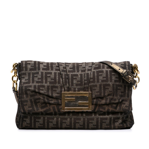 Large Zucca Canvas Glitter Mia Flap Shoulder Bag - Image 1