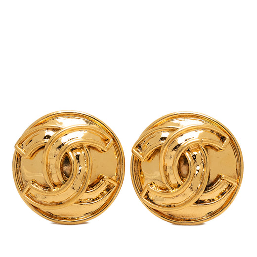 CC Gold Plated Button Clip On Earrings - Image 1
