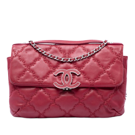 Quilted Calfskin Double Stitch Hamptons Clutch with Chain - Image 1