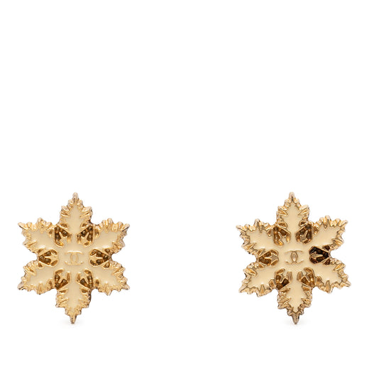 CC Gold Plated Enamel Snowflake Push Back Earrings - Image 1