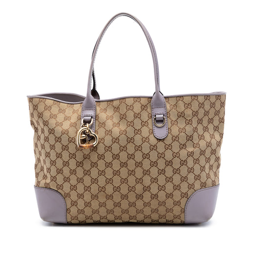 GG Canvas Heart Bit Tote - Image 1