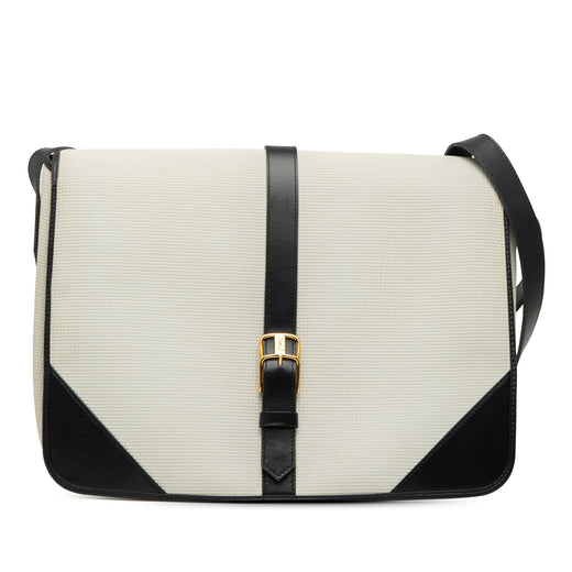 Leather Trimmed Canvas Messenger Bag - Image 1