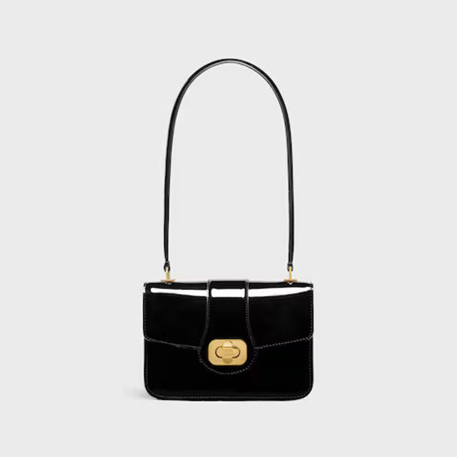 Celine E25 Shoulder Bag — Black Leather