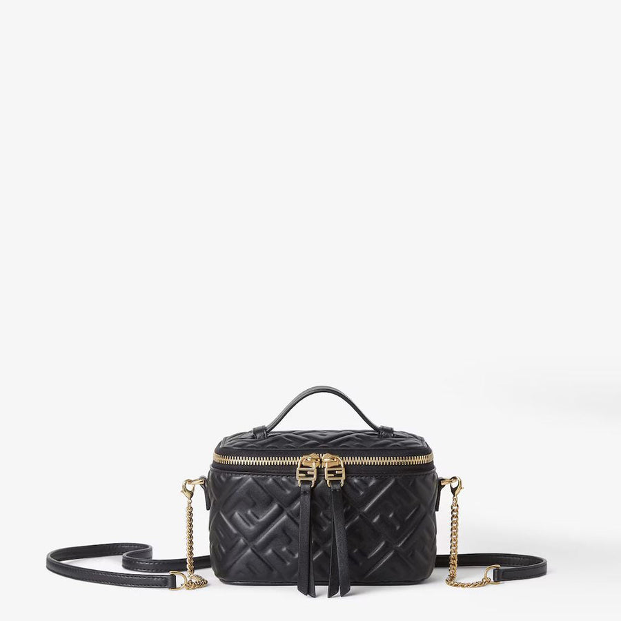 Fendi Quilted Leather Top Handle Bag — Black