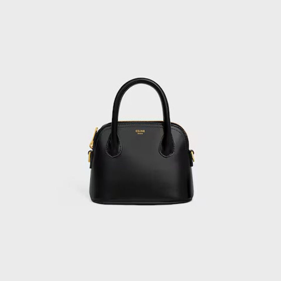 Celine Cel Top Handle Bag — Black Leather