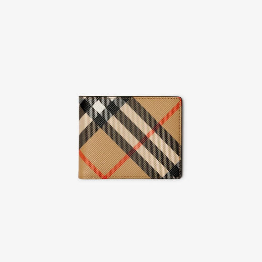 Burberry Wallet — Sand Canvas With Check Print