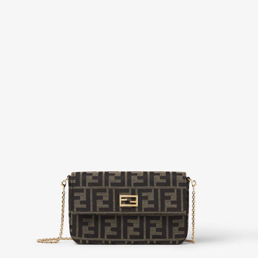 Fendi Monogram Canvas Clutch — Brown