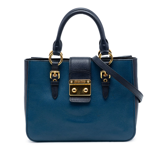Bicolor Goatskin Madras Satchel - Image 1