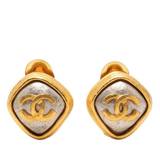 CC Gold and Silver Plated Rhombus Clip On Earrings - Image 1