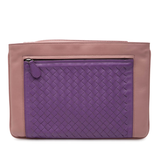 Bicolor Nappa Intrecciato Wristlet Clutch - Image 1