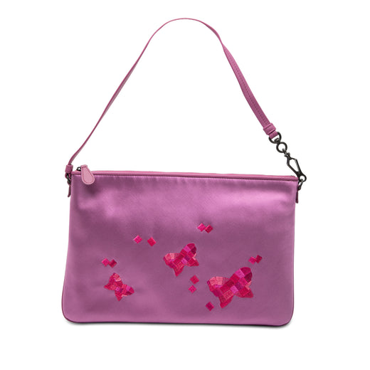 Satin Embroidered Butterflies Shoulder Bag - Image 1