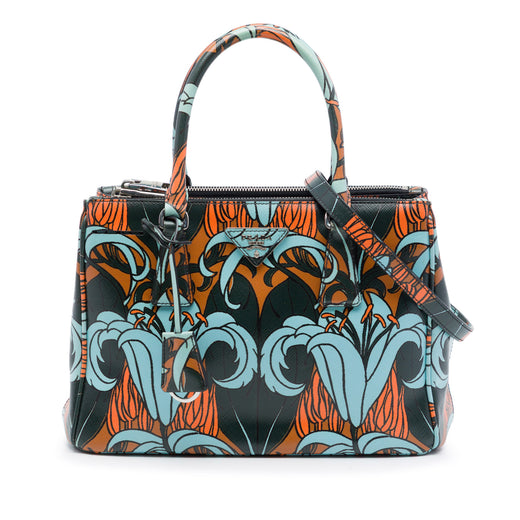 Small Saffiano Lux Galleria Lily Print Double Zip Satchel - Image 1