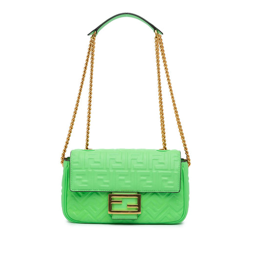 Zucca Embossed Leather Chain Midi Baguette - Image 1
