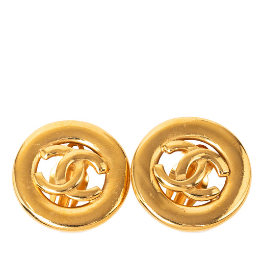 CC Gold Plated Round Clip On Earrings - Image 1
