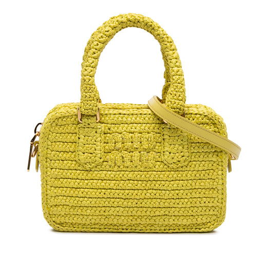 Raffia Crochet Arcadie Top Handle Bag - Image 1