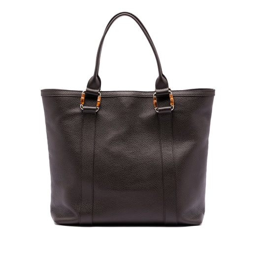 Grained Calfskin Bamboo Shopper Tote - Image 1